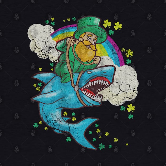 Leprechaun Riding Shark St Patrick's Day by E